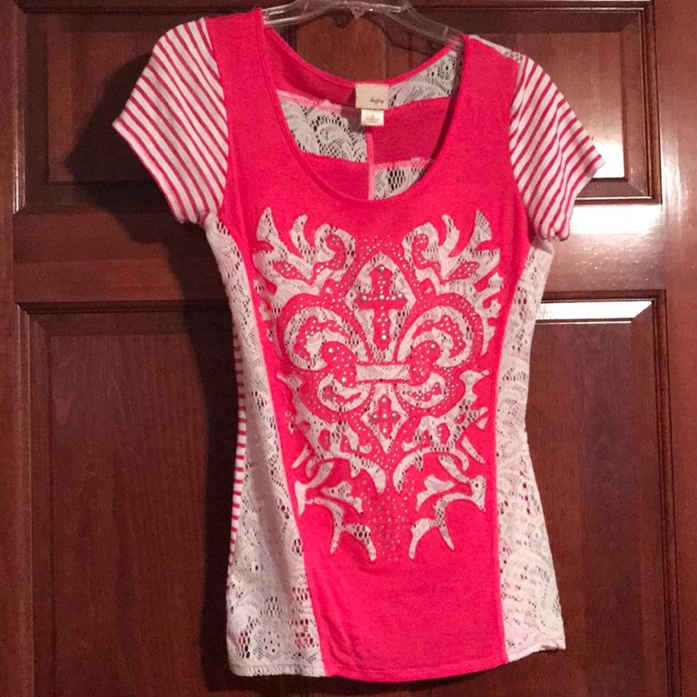 Pink and white shirt